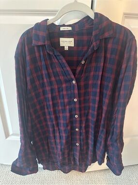 Navy & Burgundy Plaid Button-Down Shirt